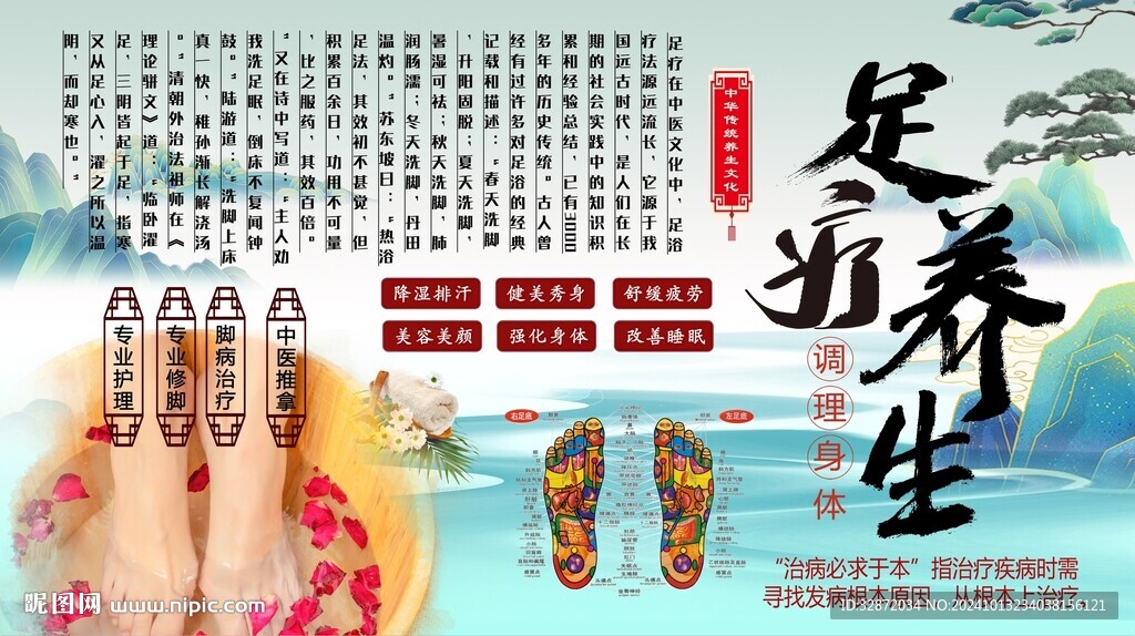 足療養(yǎng)生背景墻
