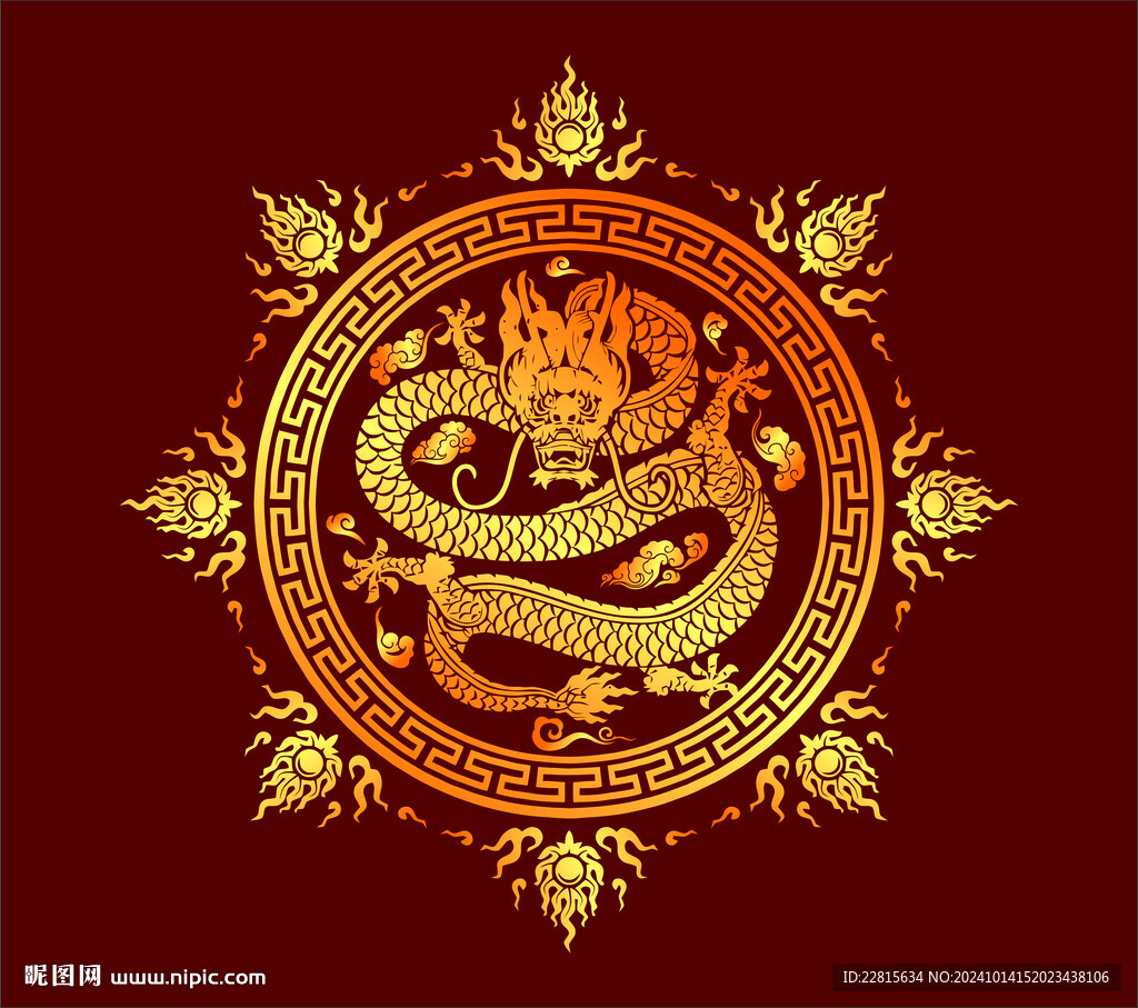 矢量燙金色龍紋