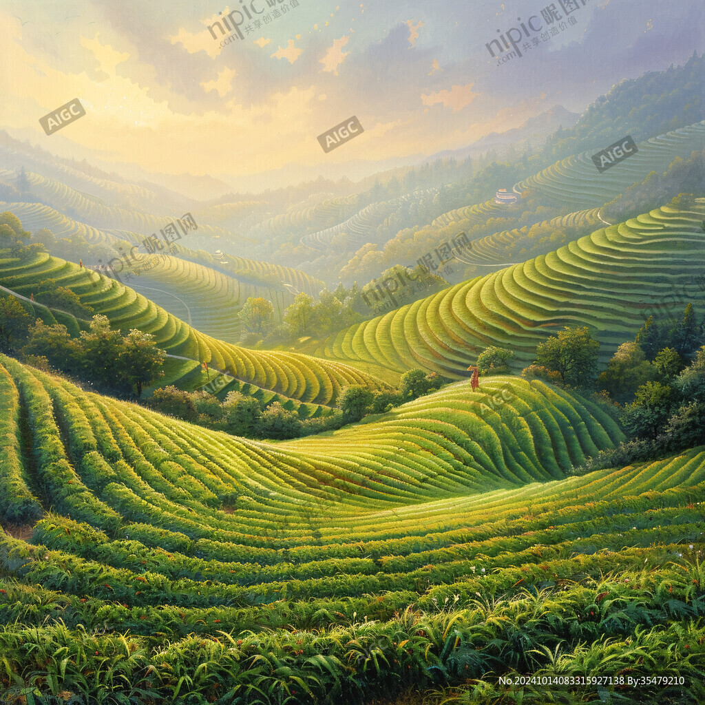 茶園風(fēng)景插畫(huà)