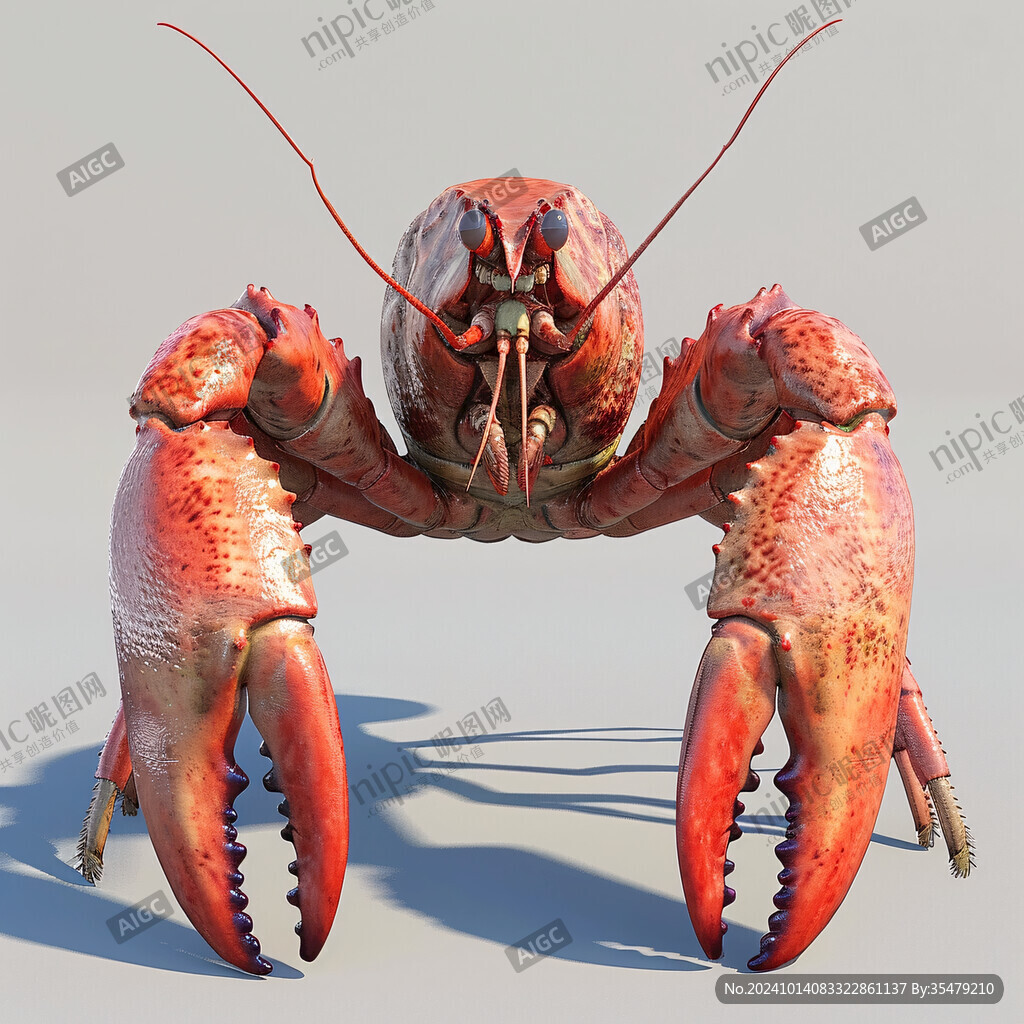 卡通小龍蝦寫實海鮮