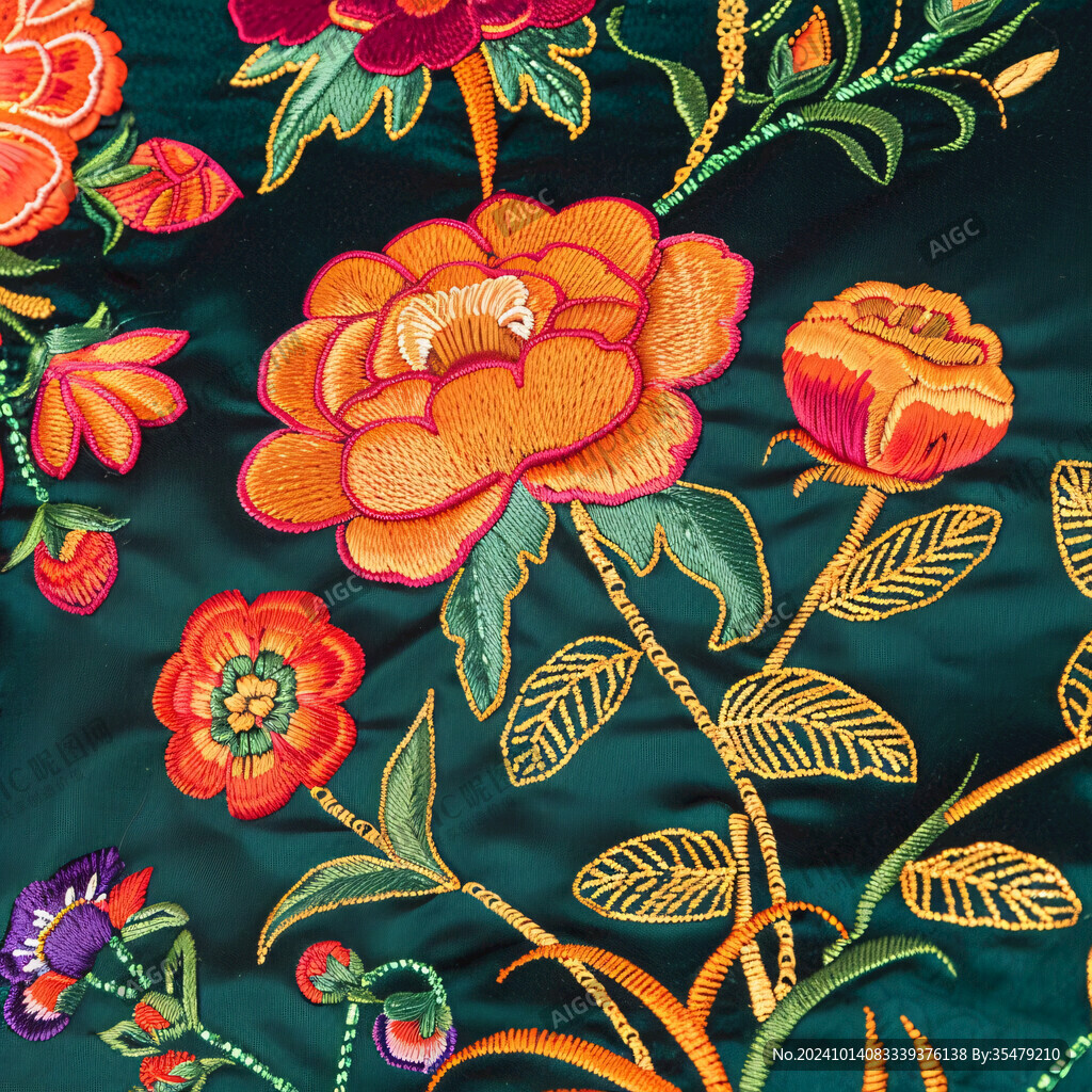 絲綢刺繡圖案花