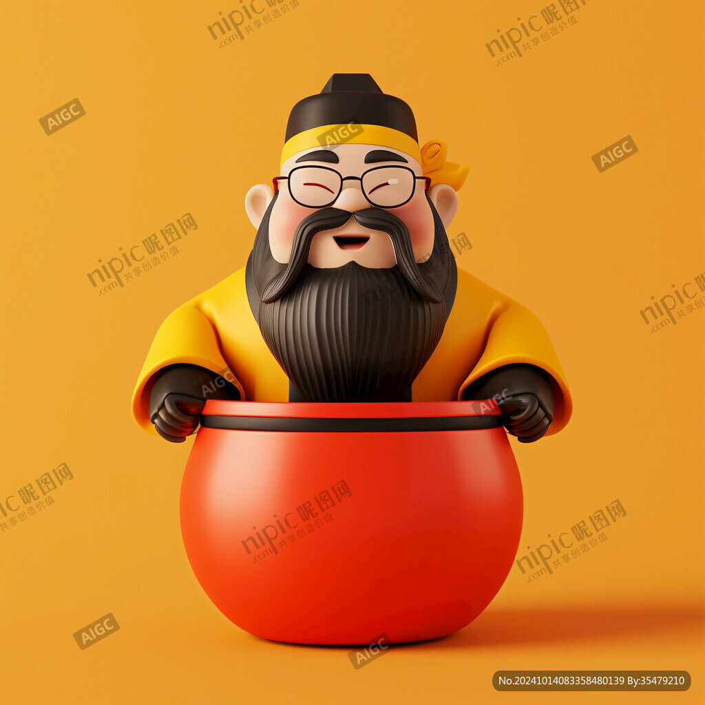 可愛卡通財神手辦素材