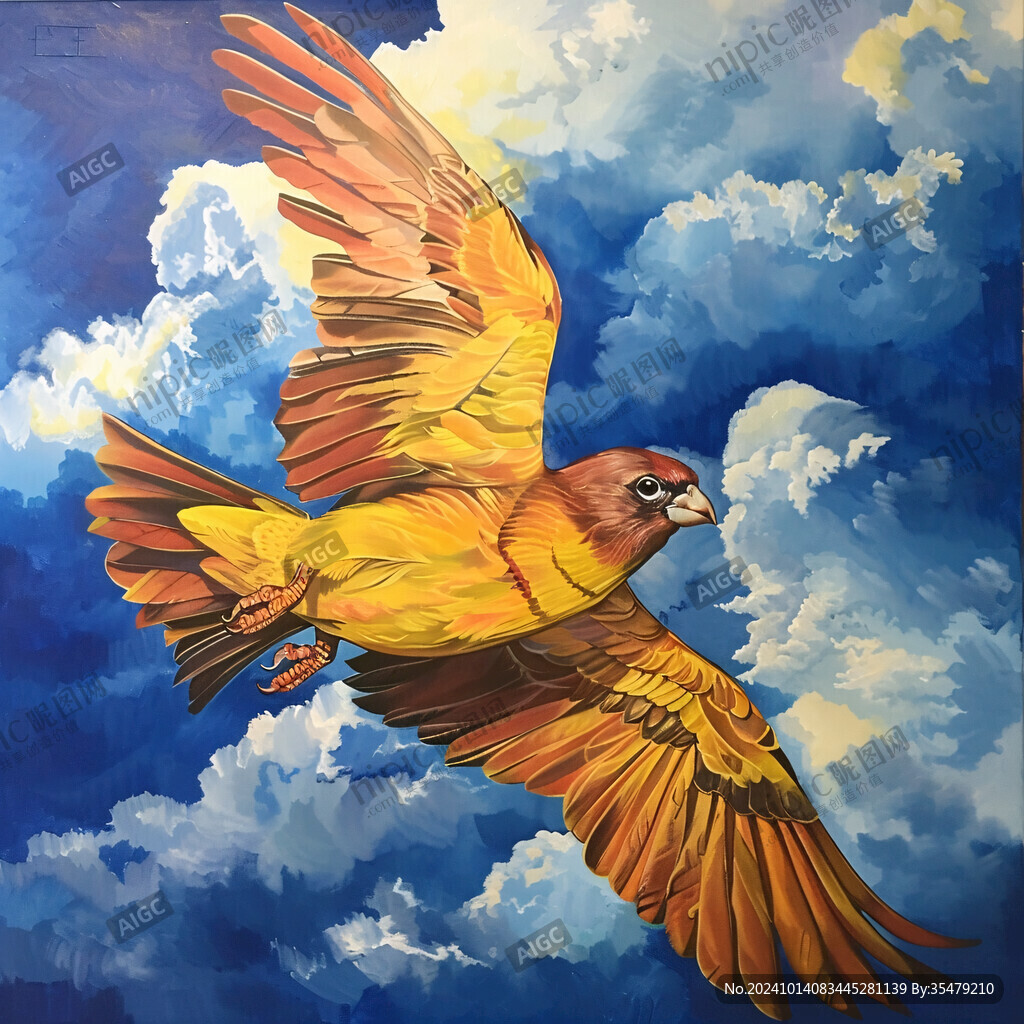 飛翔的鳥油畫