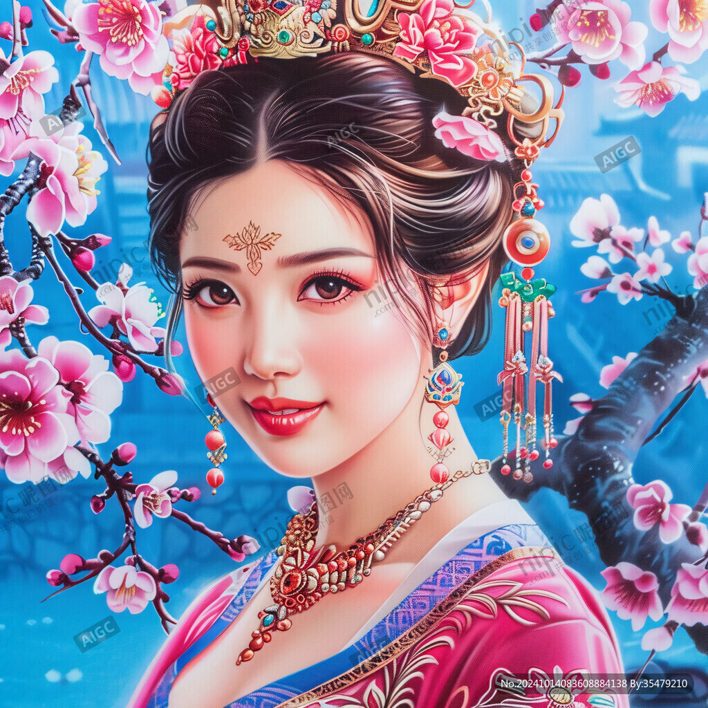 宮廷美女人物插畫