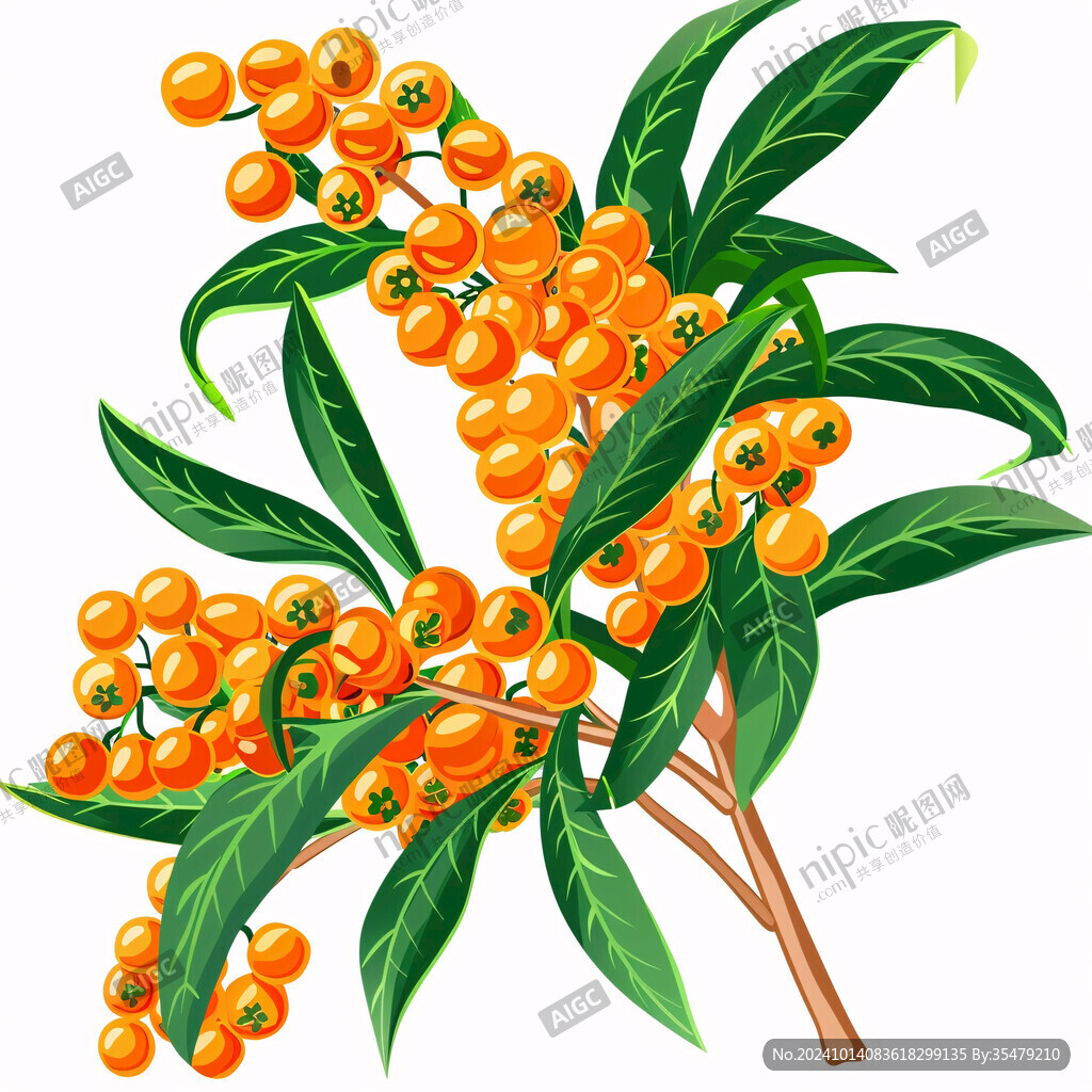 手繪沙棘果插畫
