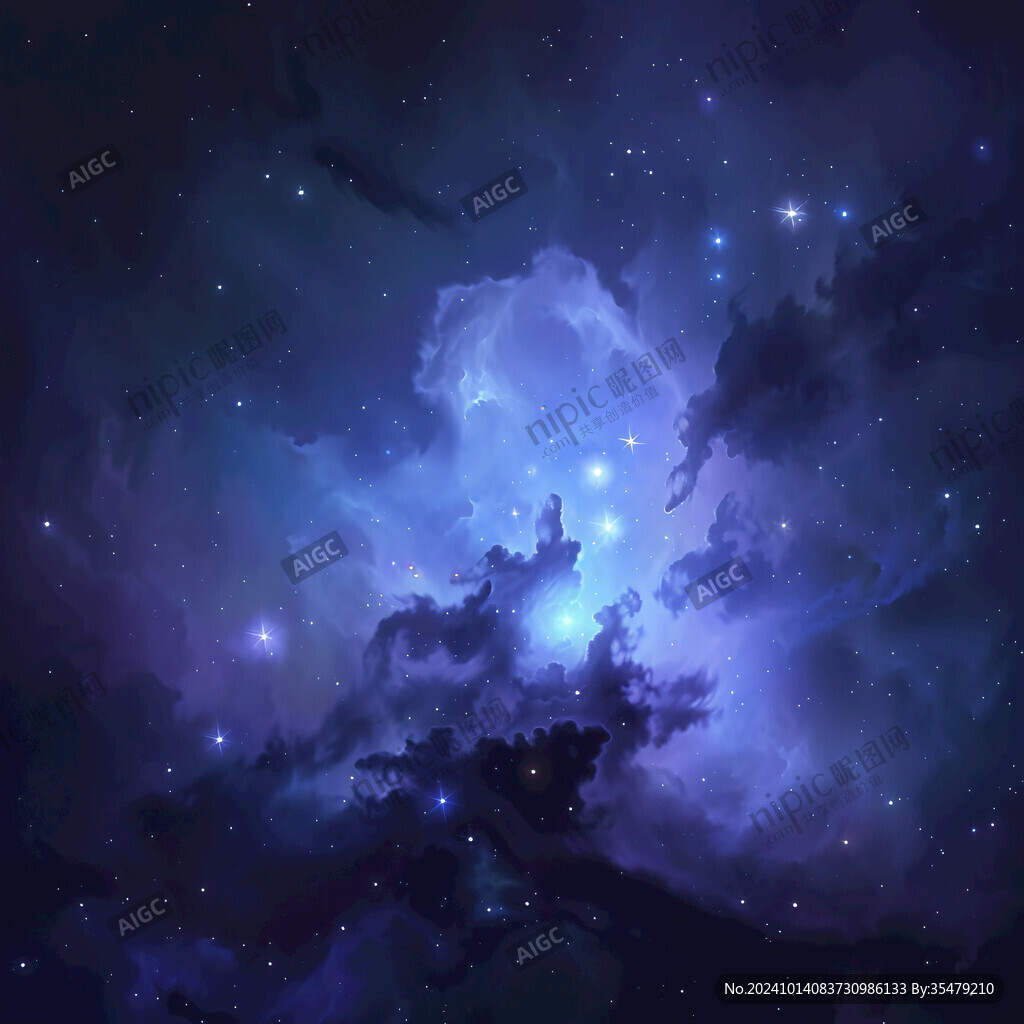藍色紫色夢幻星空素材