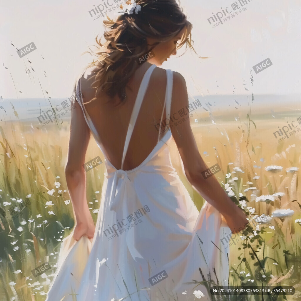 夕陽美女背影