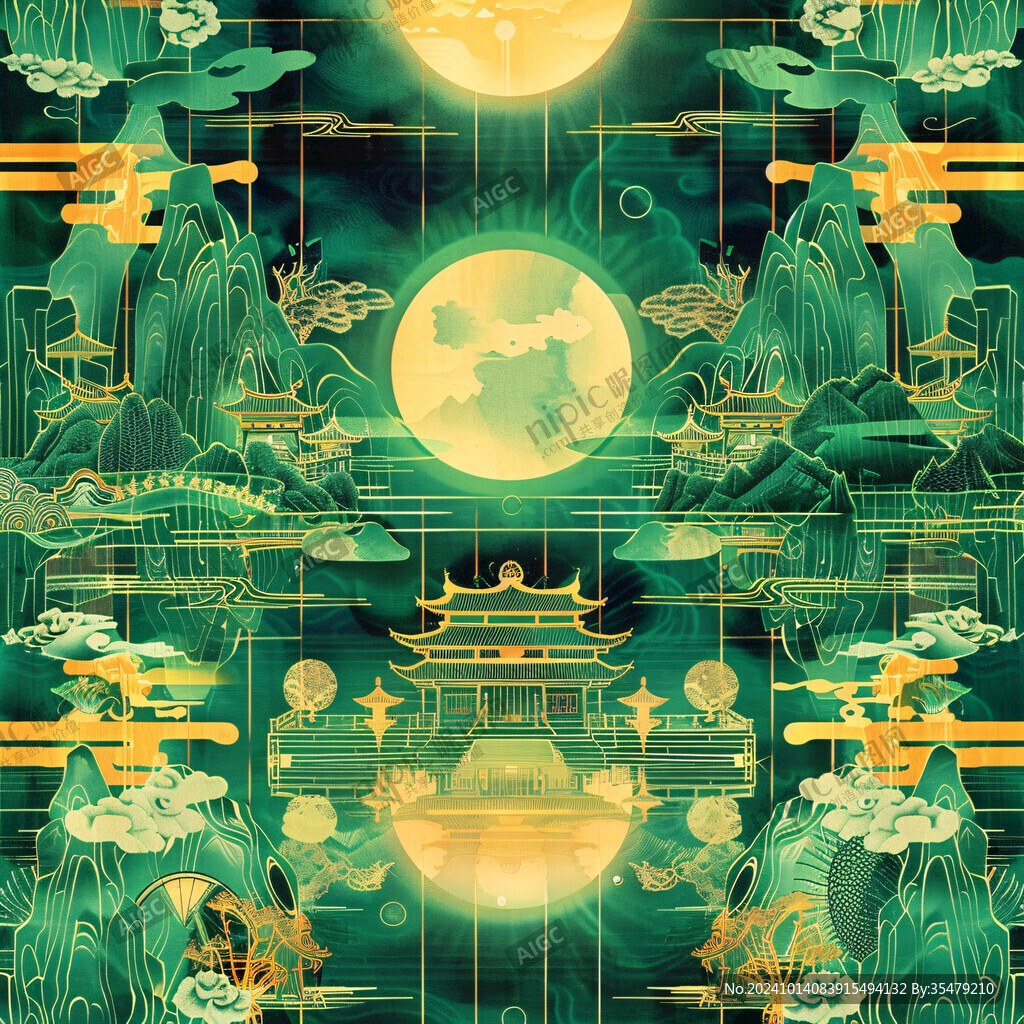 古風(fēng)國潮樓閣仙境圖