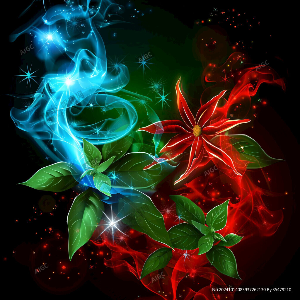 紅色星光花朵背景
