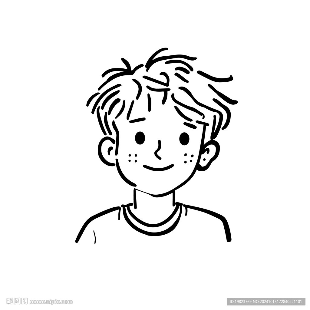 簡約線條涂鴉男孩頭像