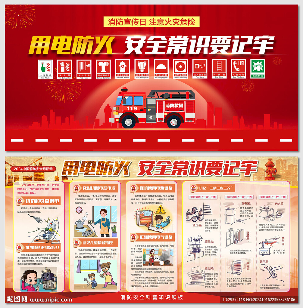 用電防火安全常識消防展板