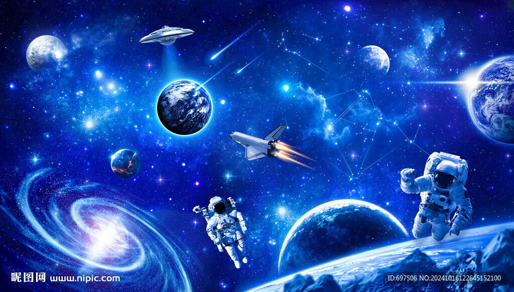 宇宙黑洞太空星球宇航員星空背景