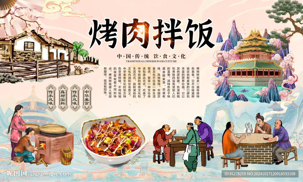 烤肉拌飯背景