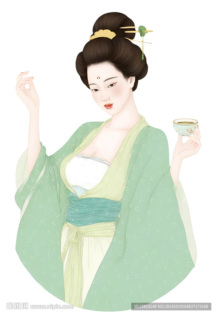 國風飲茶女性人物