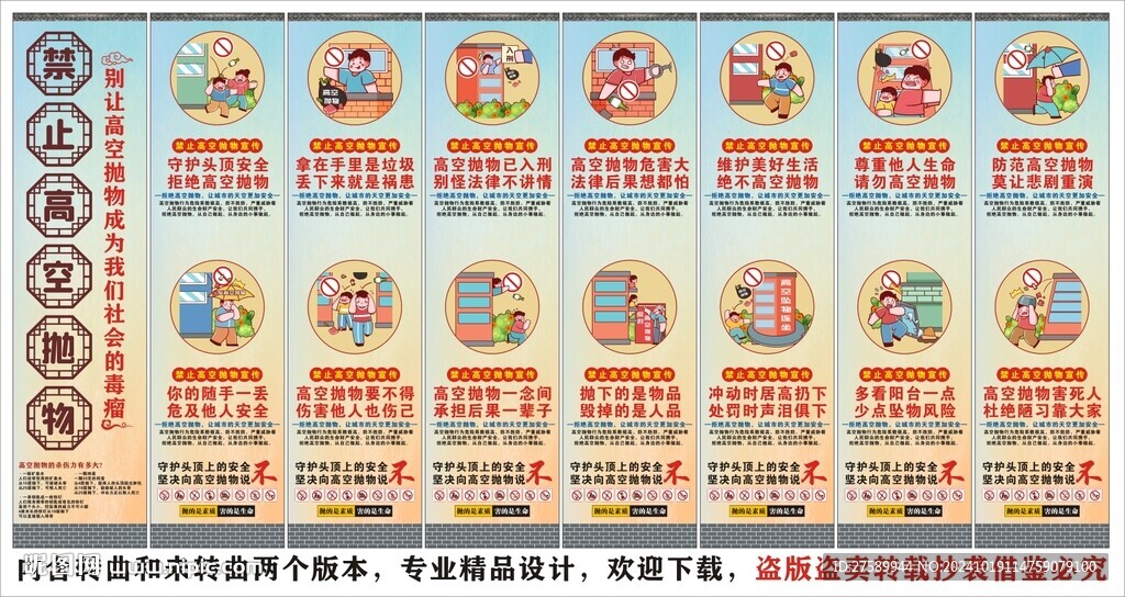 禁止高空拋物標(biāo)語海報展板宣傳