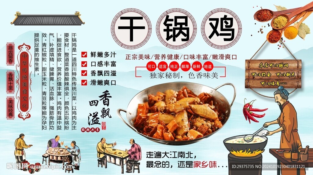 干鍋雞背景墻