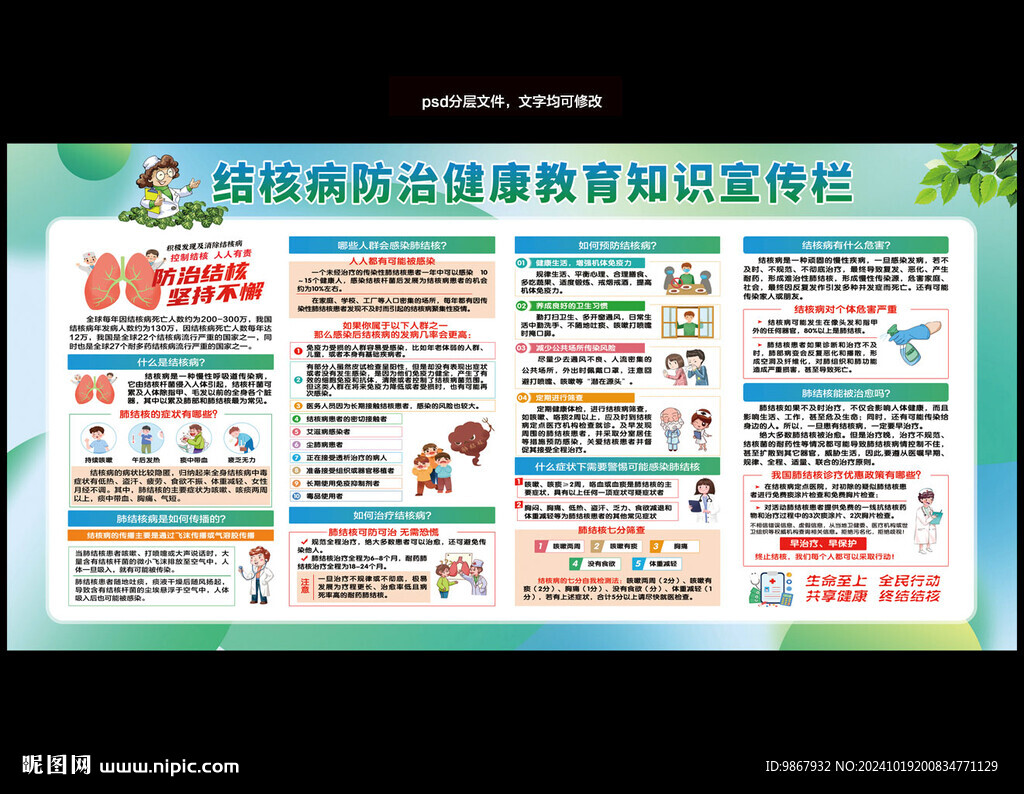 結核病防治健康教育知識宣傳欄