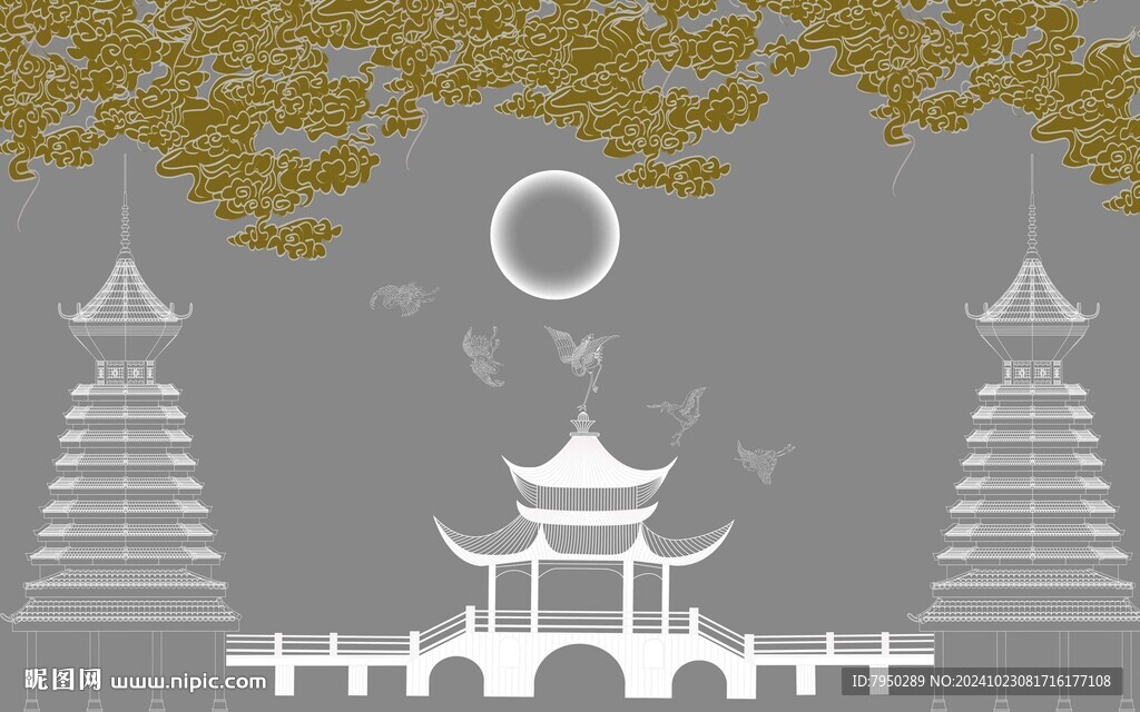 新中式背景墻  
