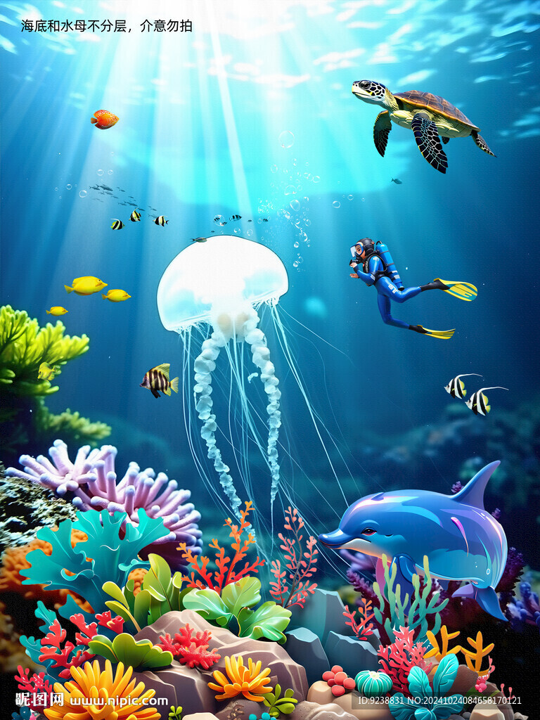 水母海底世界兒童房背景