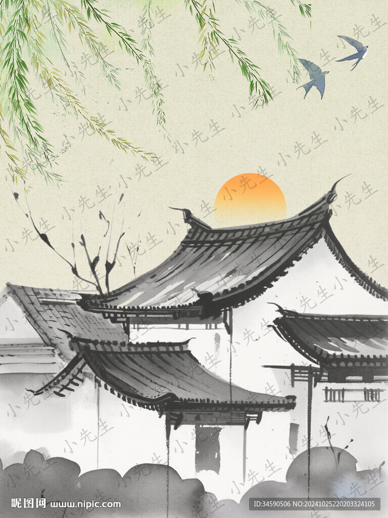 古風水墨風田園古鎮(zhèn)