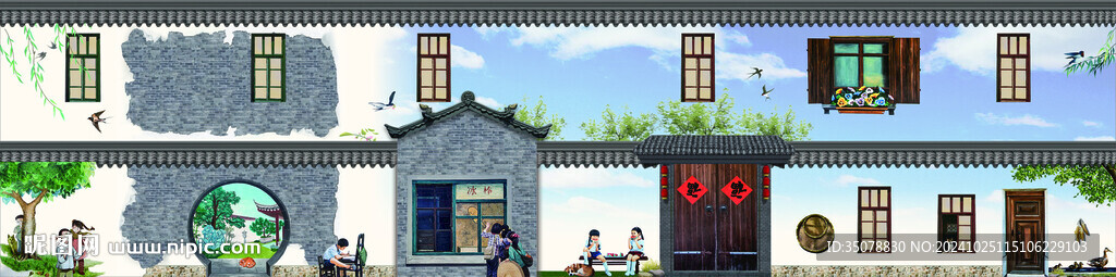 仿古鄉(xiāng)村墻畫