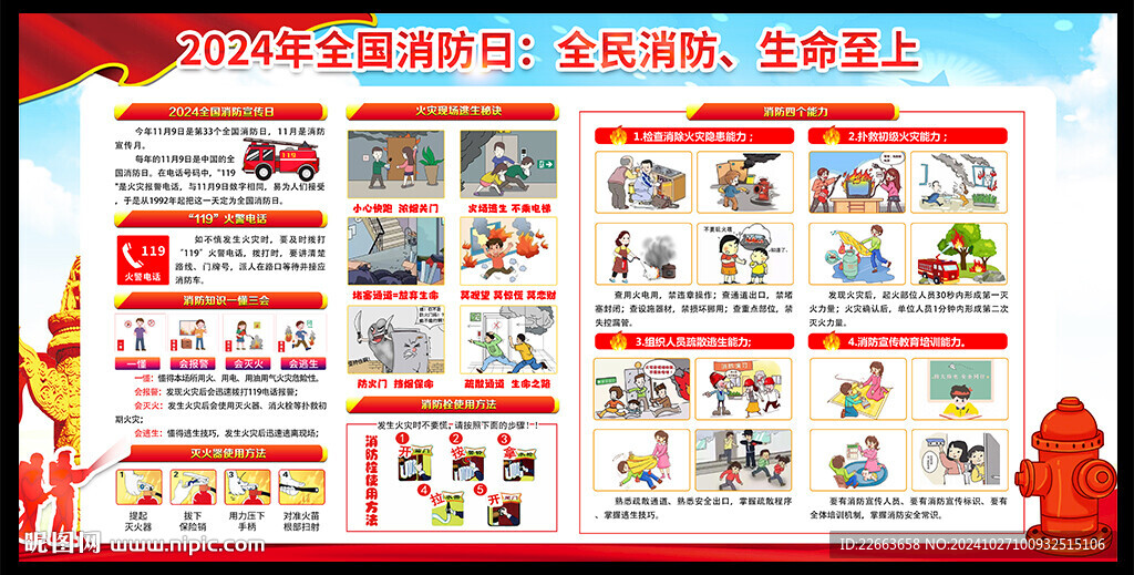 2024年消防宣傳月展板宣傳欄