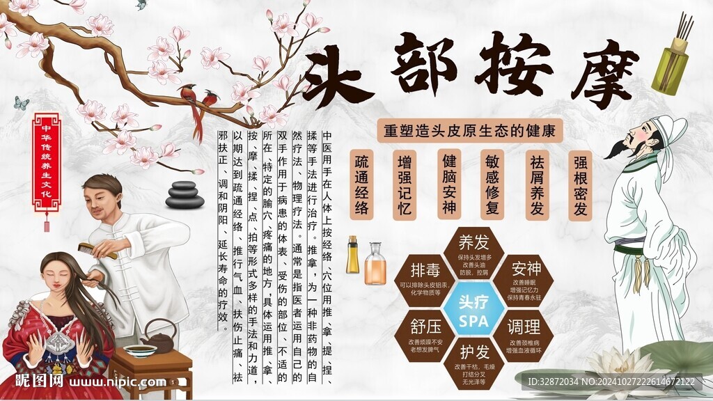 頭部按摩背景墻