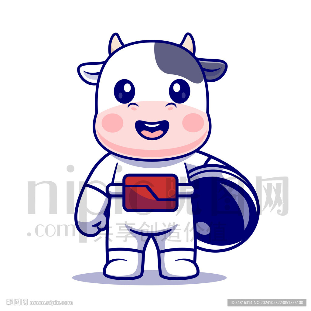 可愛卡通動物宇航員奶牛