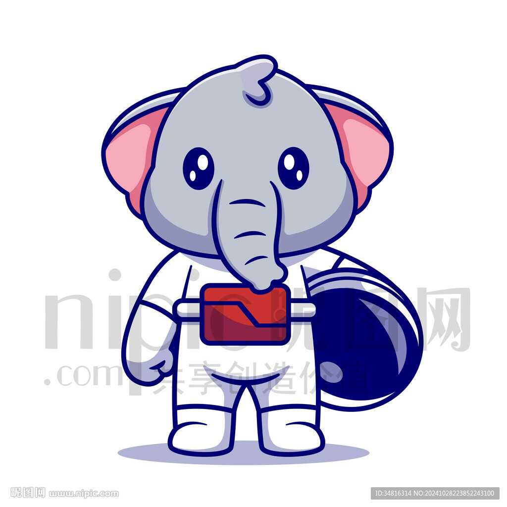 可愛卡通動(dòng)物宇航員大象