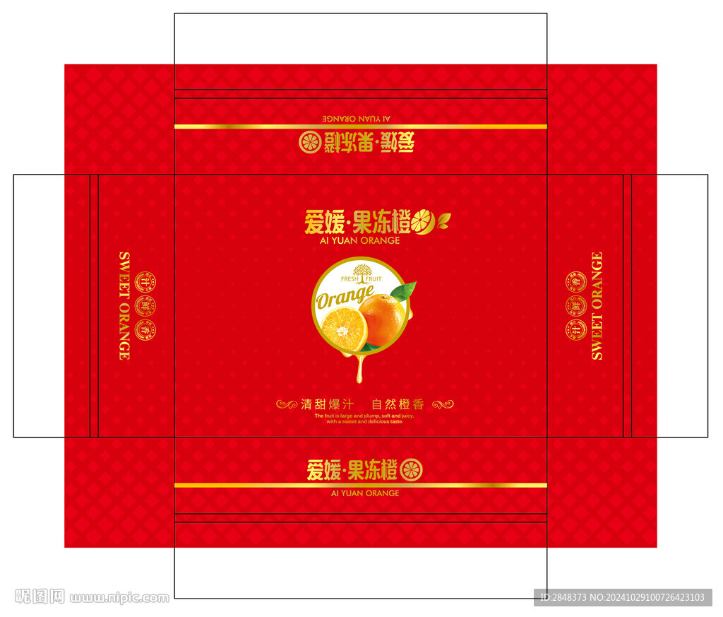 燙金愛媛果凍橙平面展開圖