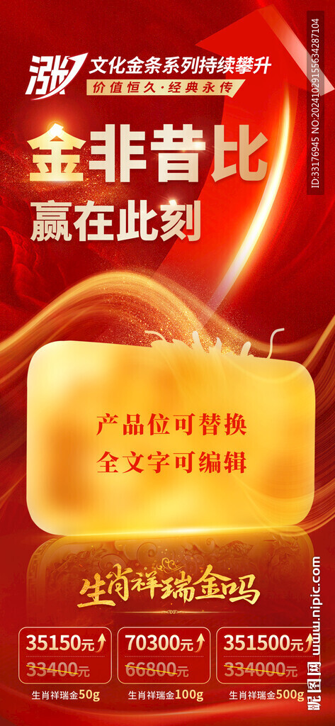 金價(jià)上漲  紅色海報(bào)  走勢(shì) 