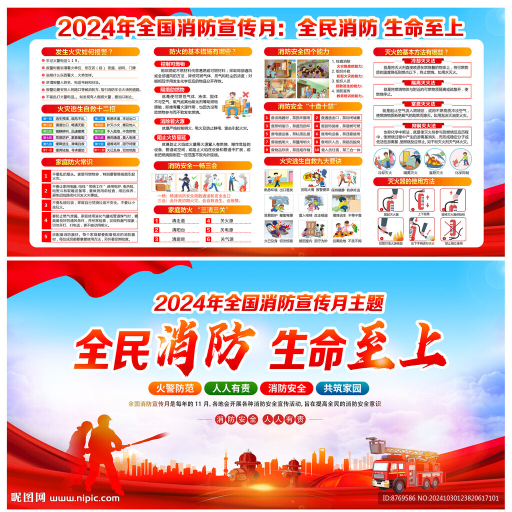 2024年消防月展板