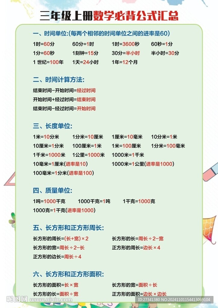 小學數學公式
