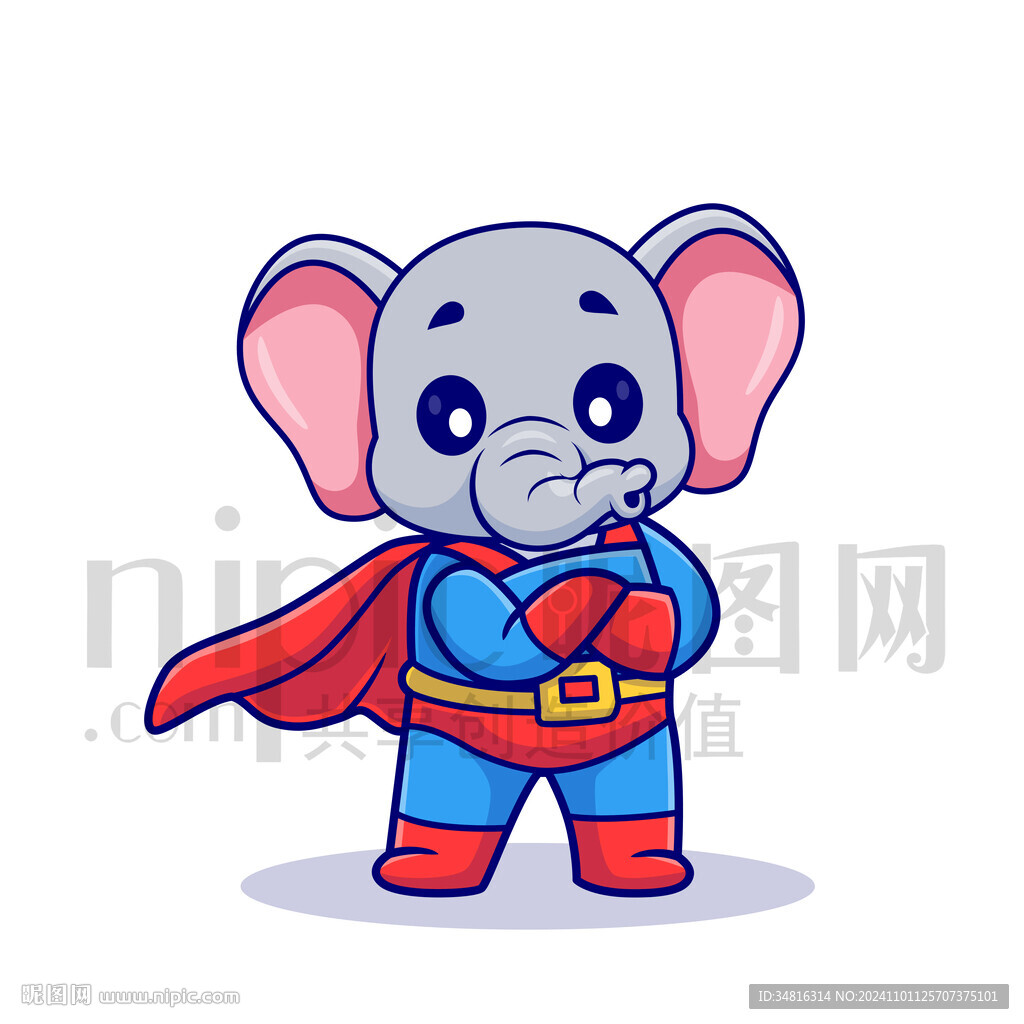 可愛卡通超人大象