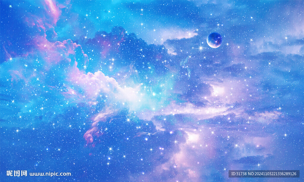 藍色宇宙星空背景圖