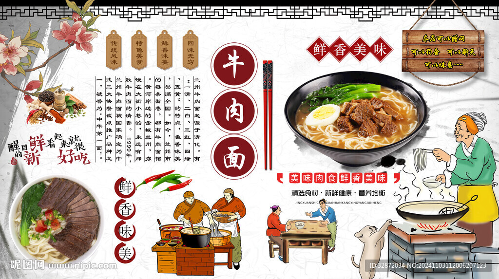 牛肉面背景墻