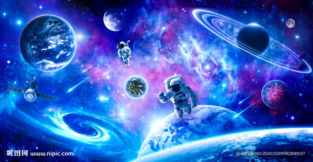 宇宙星球太空宇航員銀河星空背景