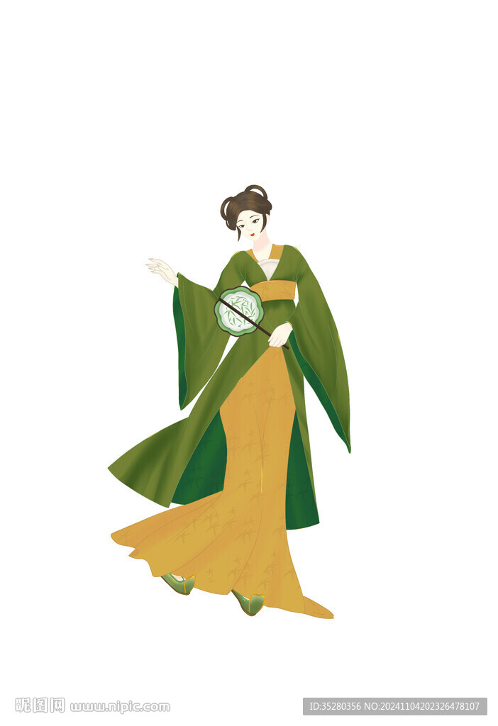 古扇美人