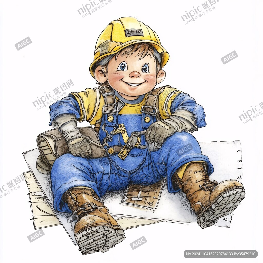 兒童職業裝扮插畫