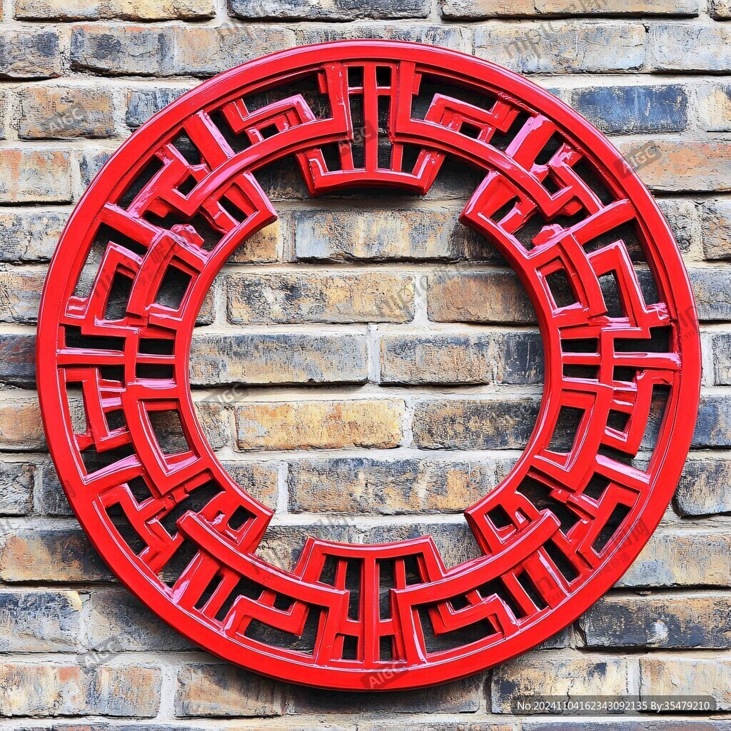 古典紅墻福字窗