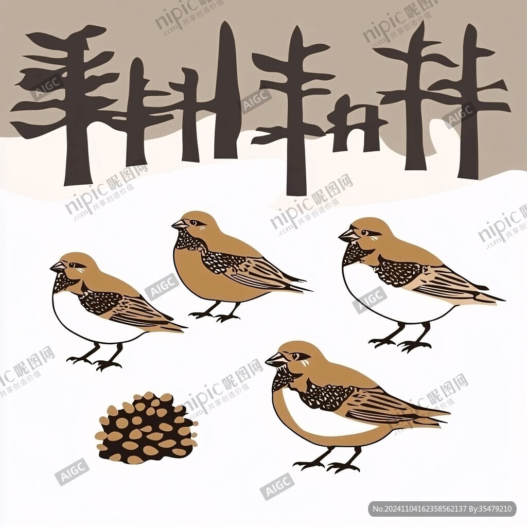 麻雀噪點插畫