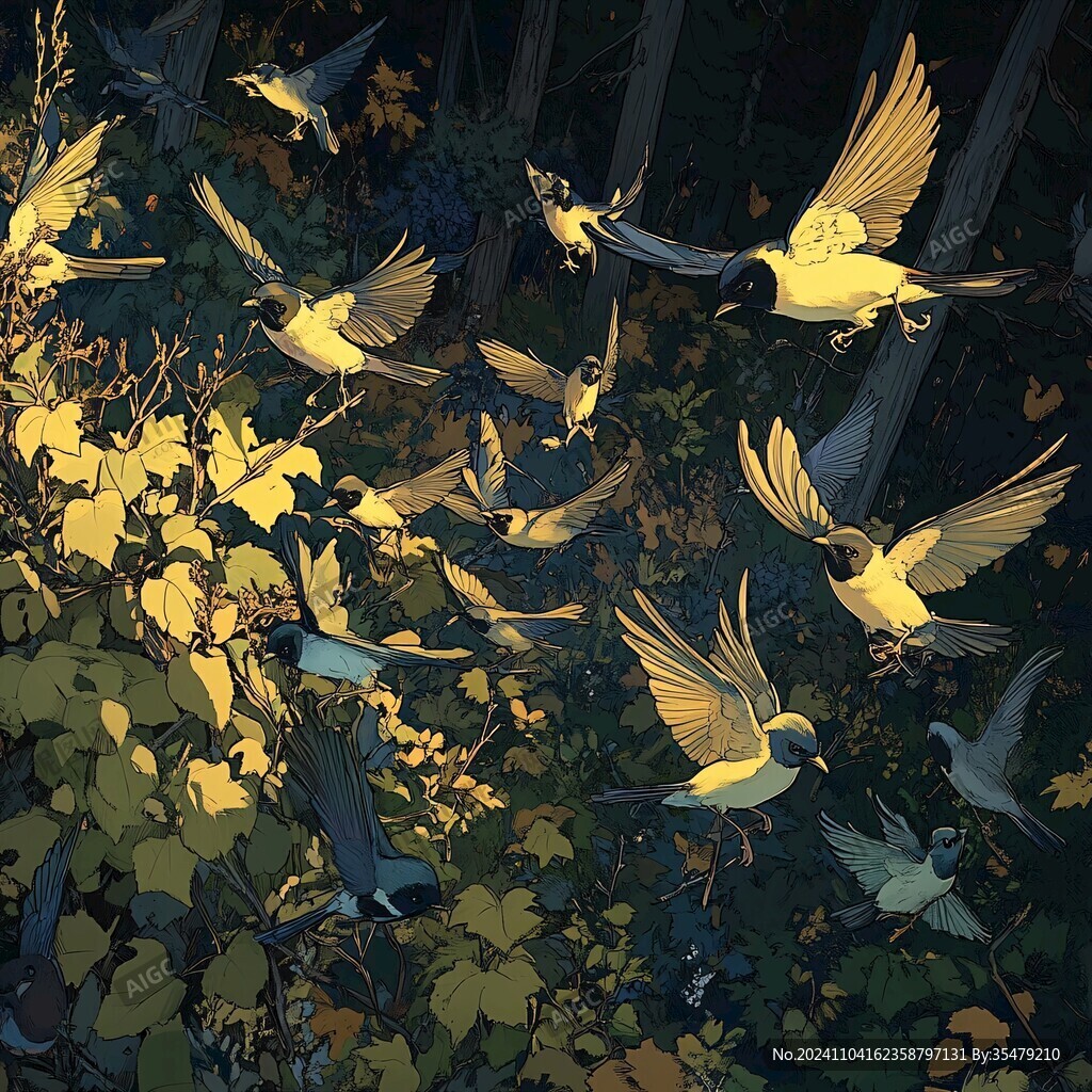 插畫百鳥朝鳳