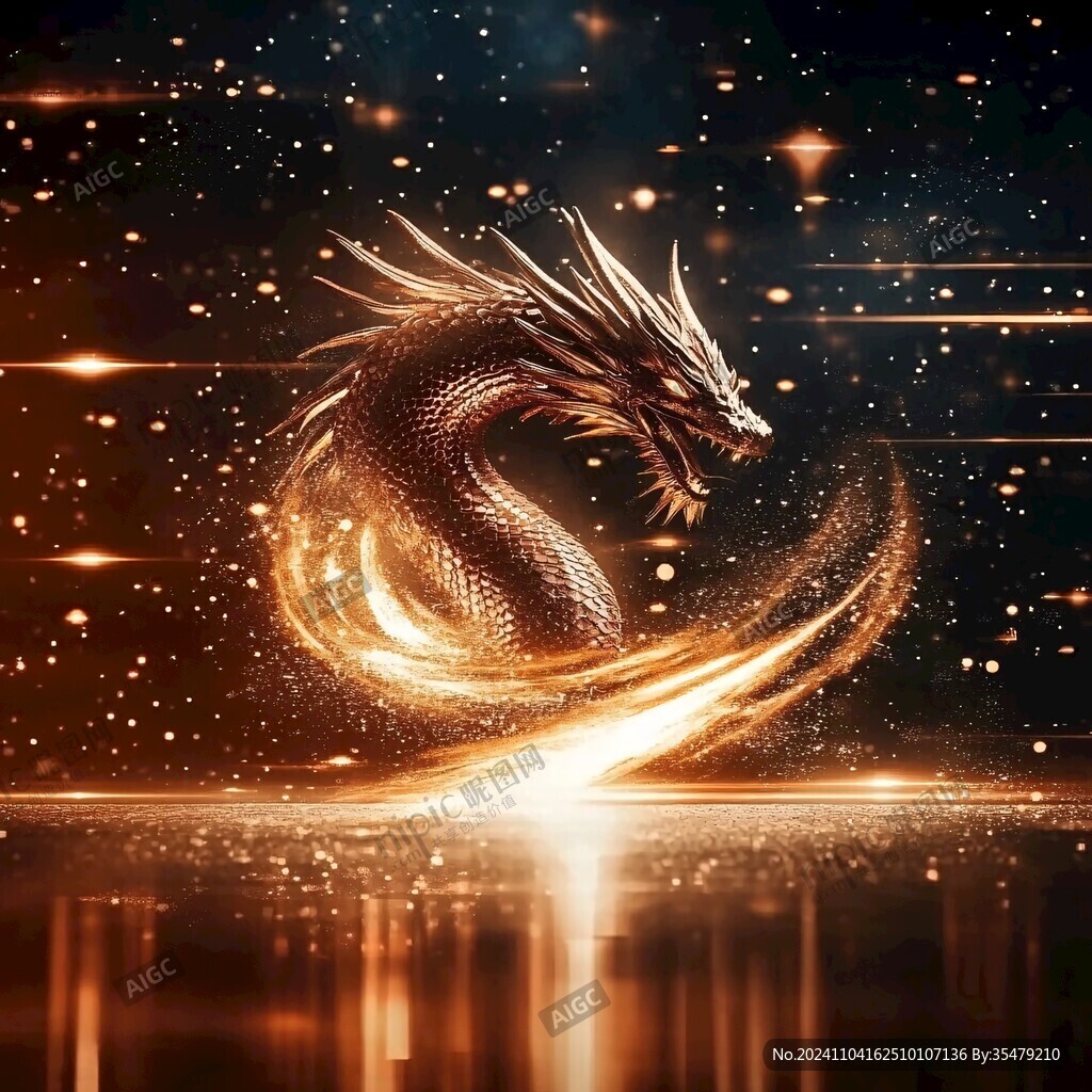 龍年紅金漸變插畫