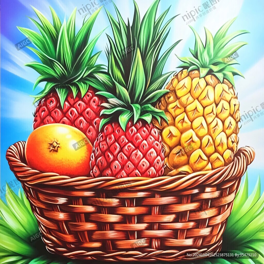 果籃水果插畫(huà)圖片