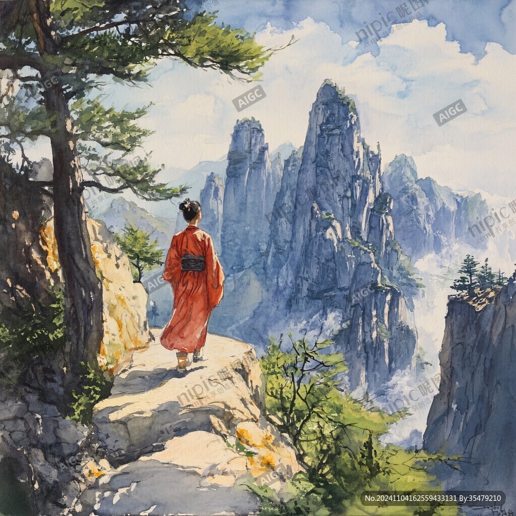 雁蕩山插畫