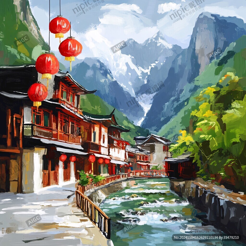 束河古鎮(zhèn)插畫