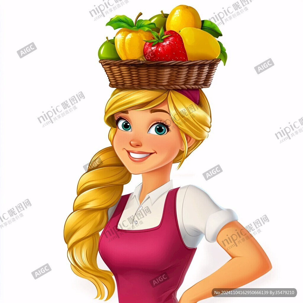 賣蔬菜的女人卡通女孩