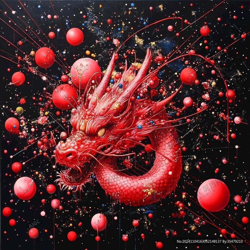 金二龍戲珠插畫