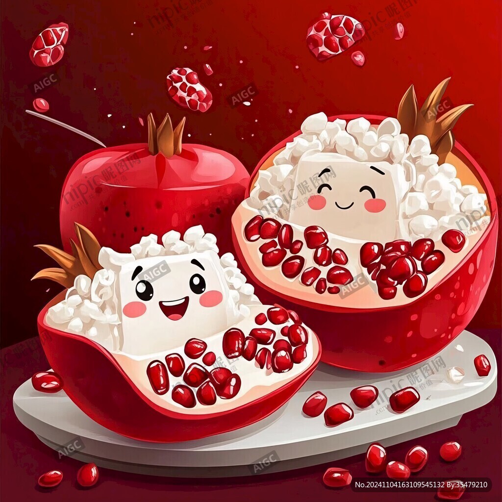 創(chuàng)意石榴插畫