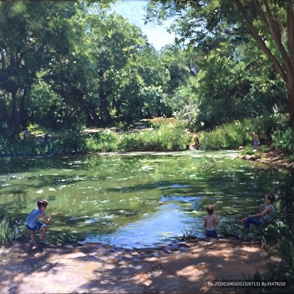 水上公園油畫